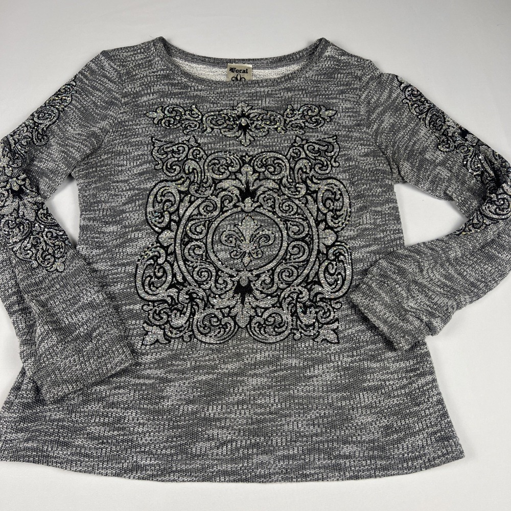 Vocal Women Long Sleeve Shirt Crystal Charcoal Wash Women's Size XL